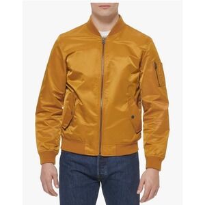 Levi's Flight Satin Gold Bomber Jacket MA1 Style Snap Pocket Men's Size XS